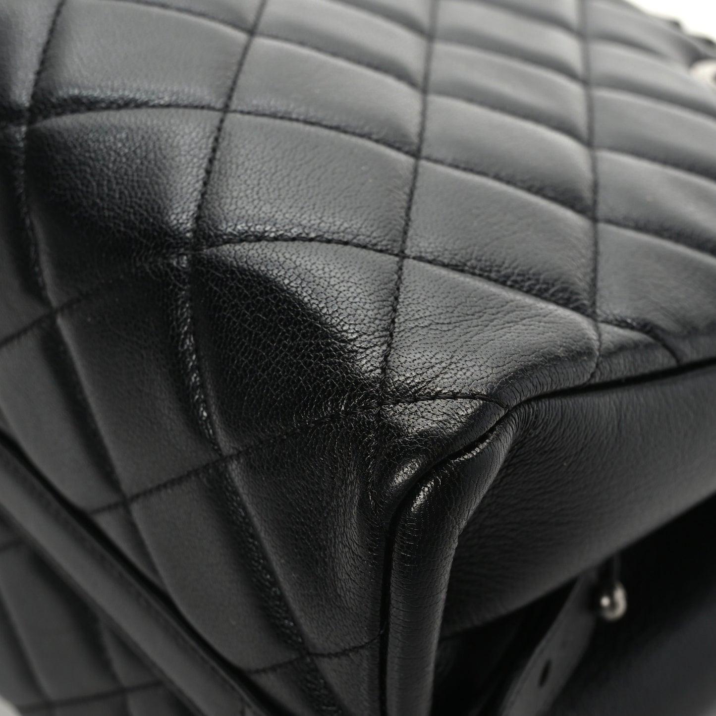 Metallic Goatskin Quilted Large City Rock Shopping Bag Black