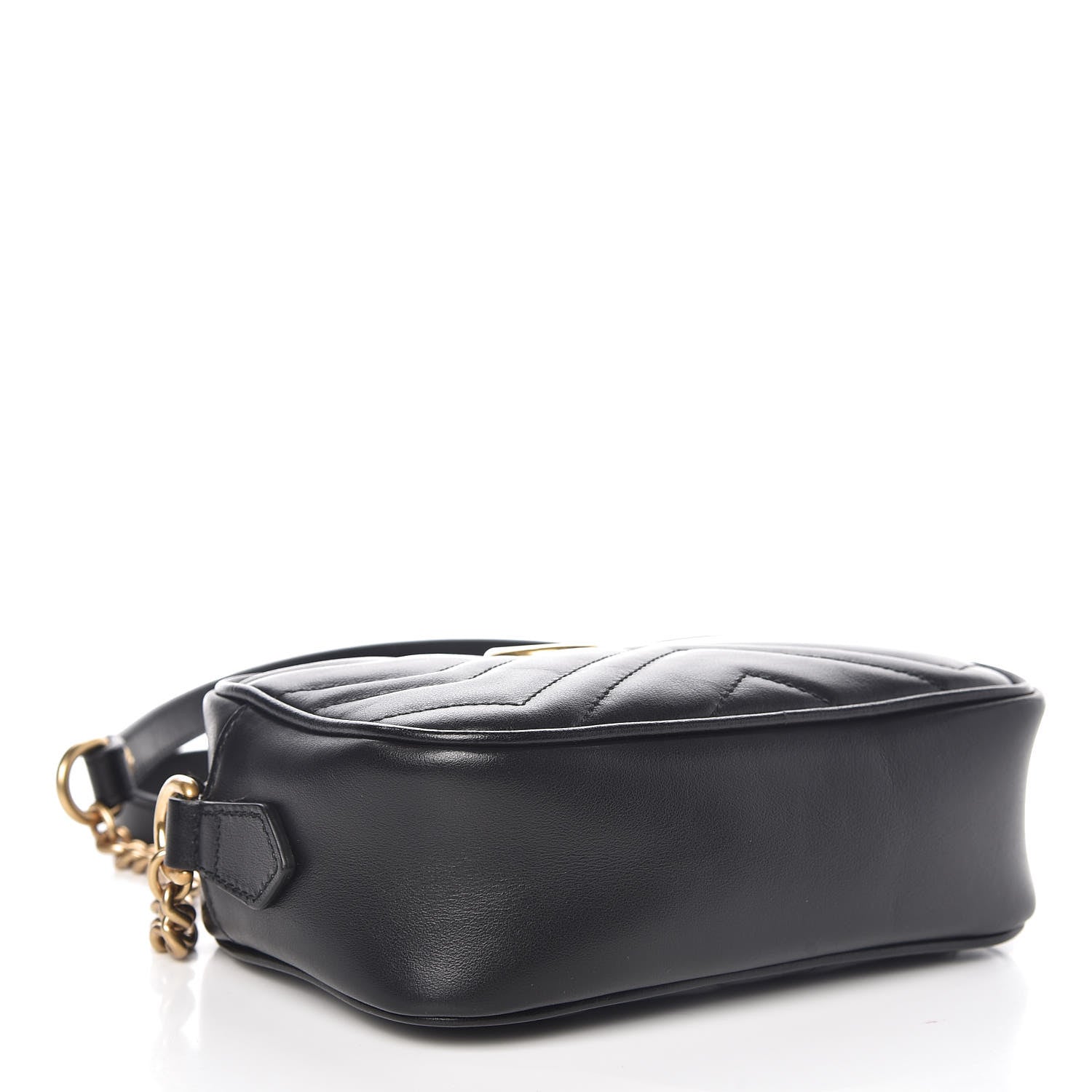 Gucci Calfskin Matelasse Mini GG Marmont Chain Shoulder Bag Black 4 of 9