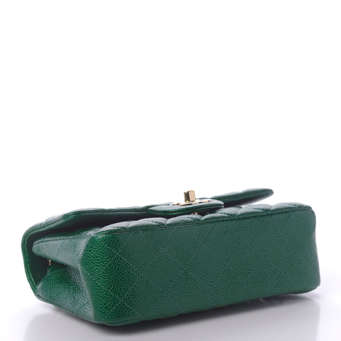 Metallic Caviar Quilted Mini Rectangular Flap Green
