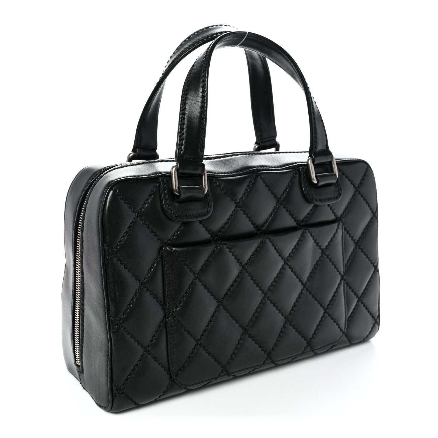 Chanel Calfskin Quilted Top Handle Bag Black 3 of 10