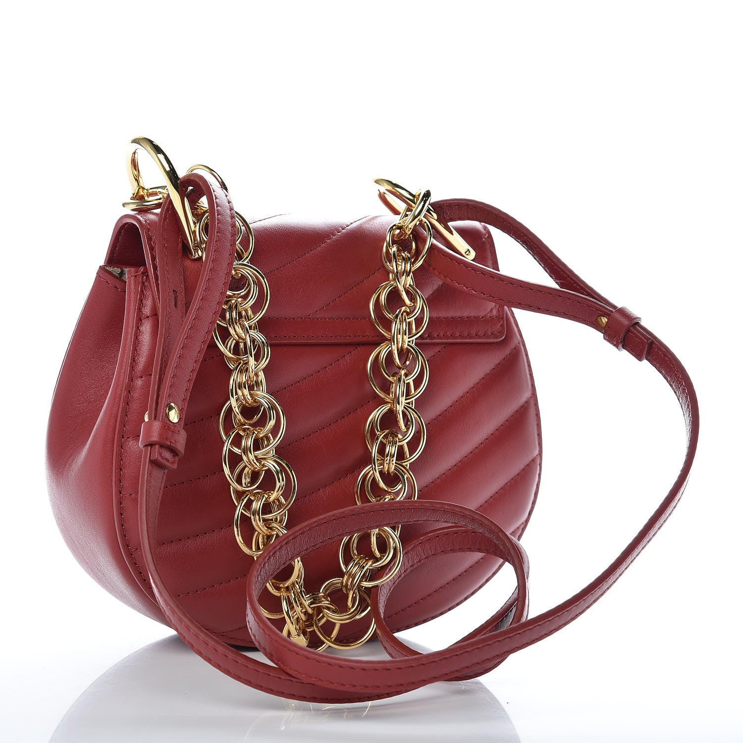 Chloe Calfskin Quilted Mini Drew Bijou Shoulder Bag Dahlia Red 3 of 8