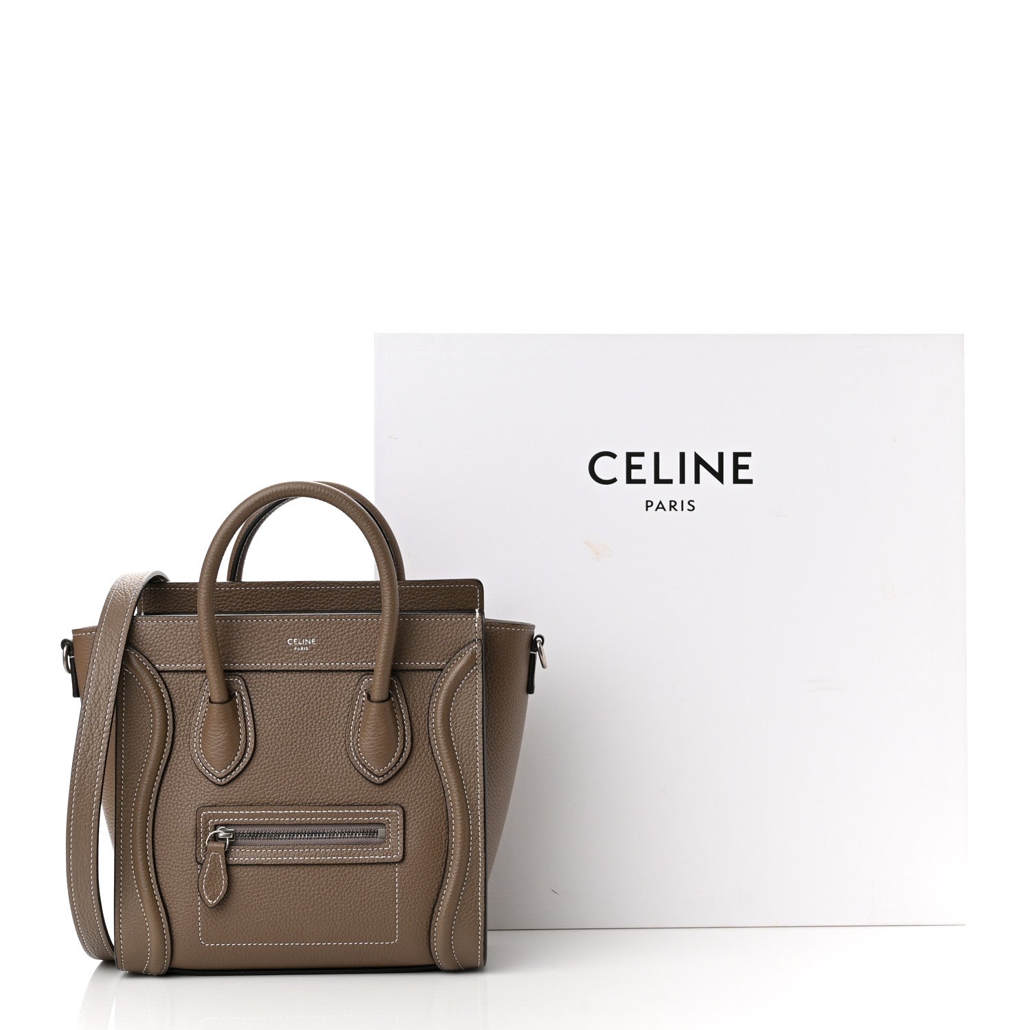 Celine Drummed Calfskin Nano Luggage Souris 14 of 14