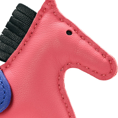 Hermes Milo Lambskin Grigri Rodeo Horse Bag Charm PM Rose Azalee Vert Cypress Bleu Electrique 4 of 5