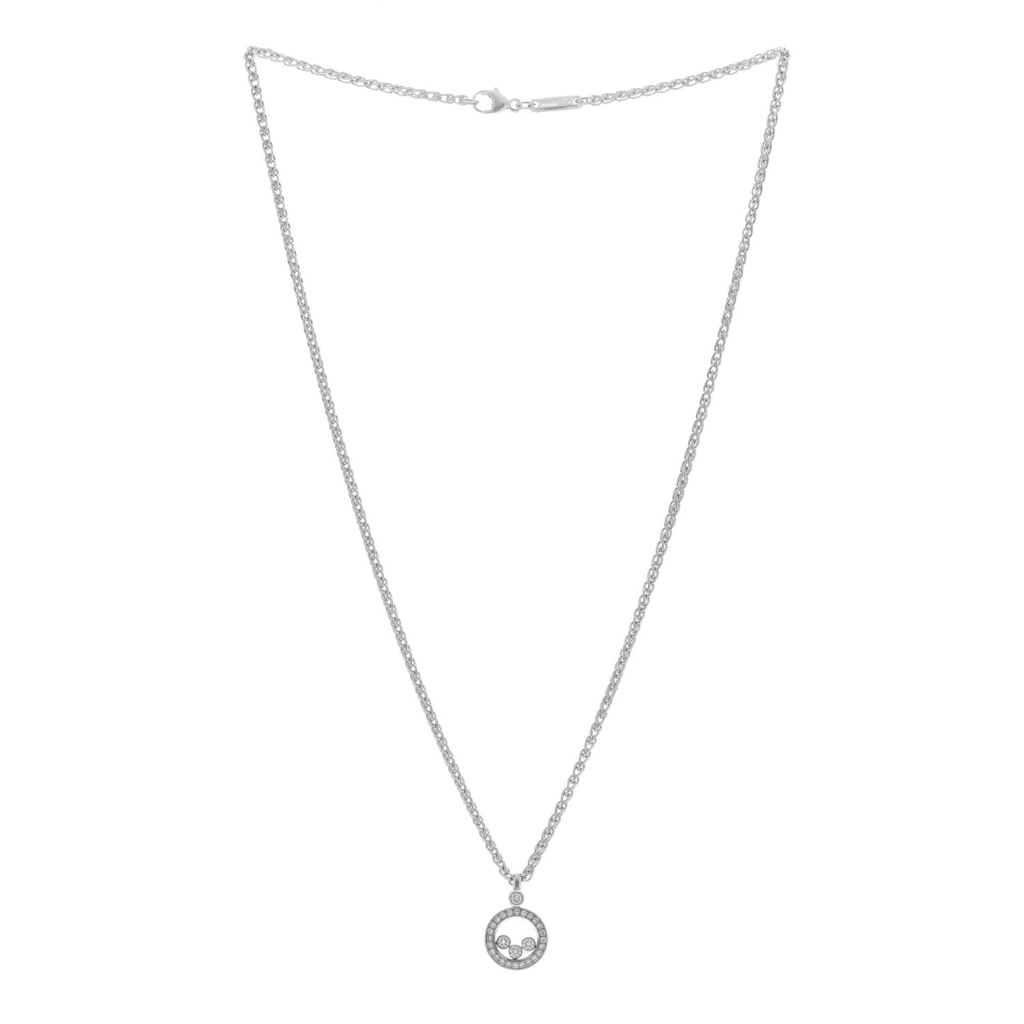 18K White Gold Diamond Happy Diamonds Icons Pendant Necklace