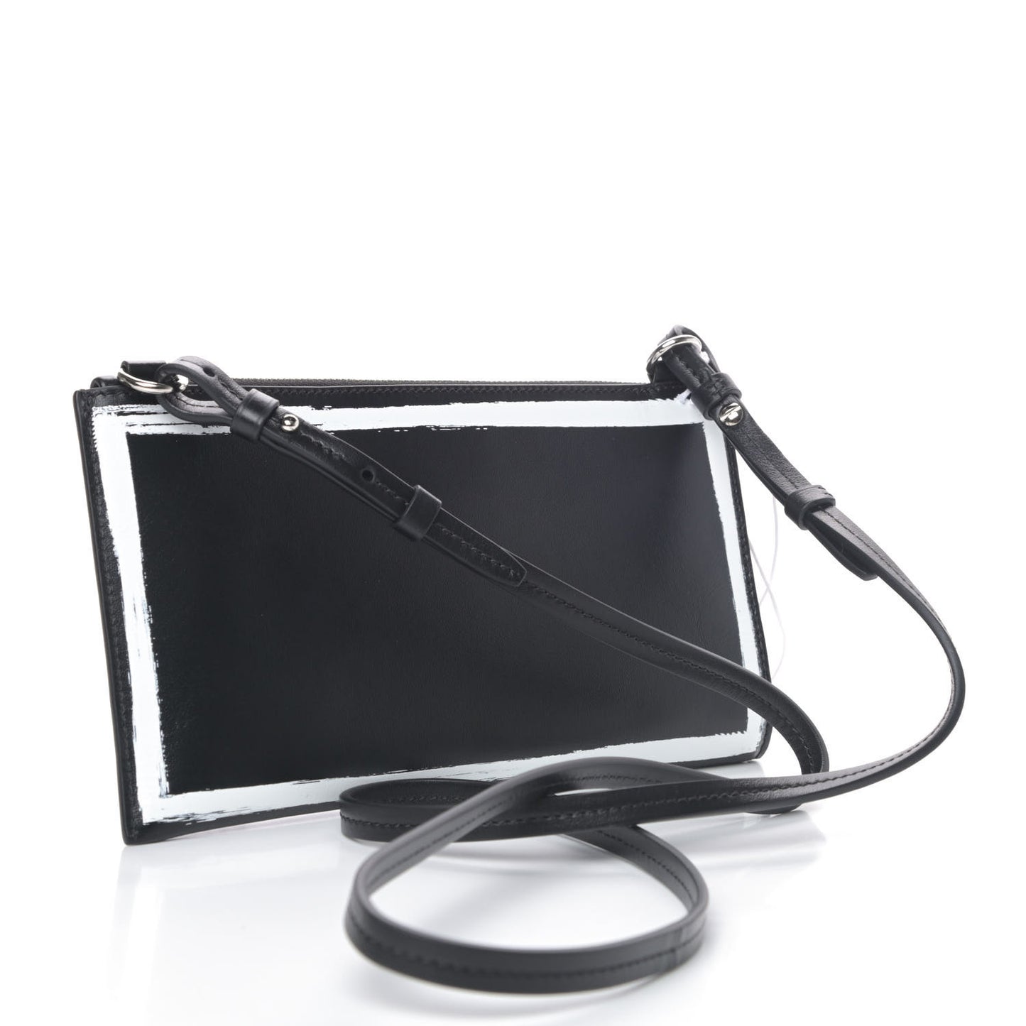 Smooth Calfskin Graffiti Paint Logo Pouch Black