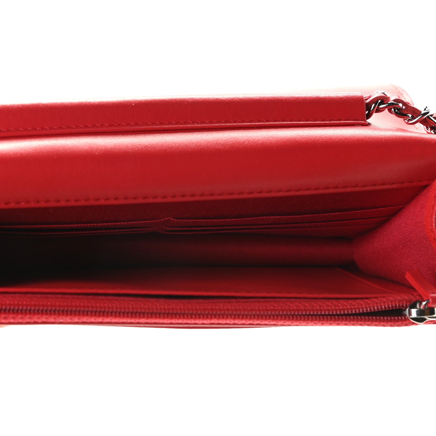 Chanel Caviar Camellia Embossed Wallet On Chain WOC Red 6 of 8