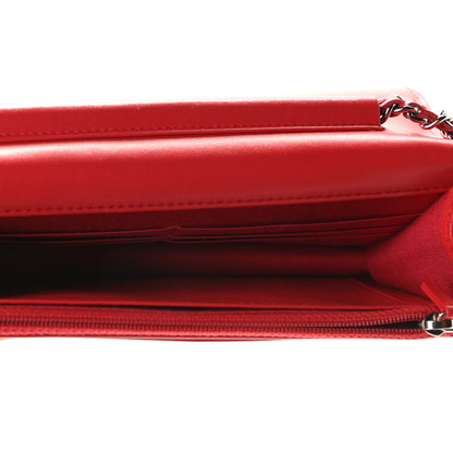 Chanel Caviar Camellia Embossed Wallet On Chain WOC Red 6 of 8