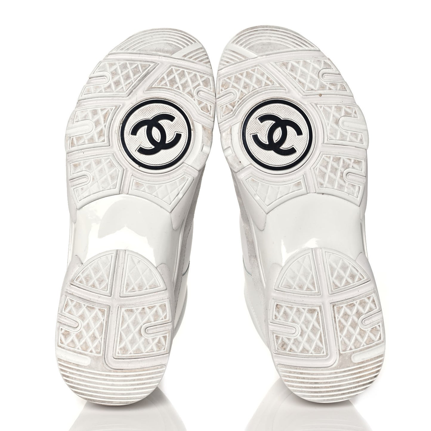 Suede Calfskin Fabric CC Sneakers 39.5 White