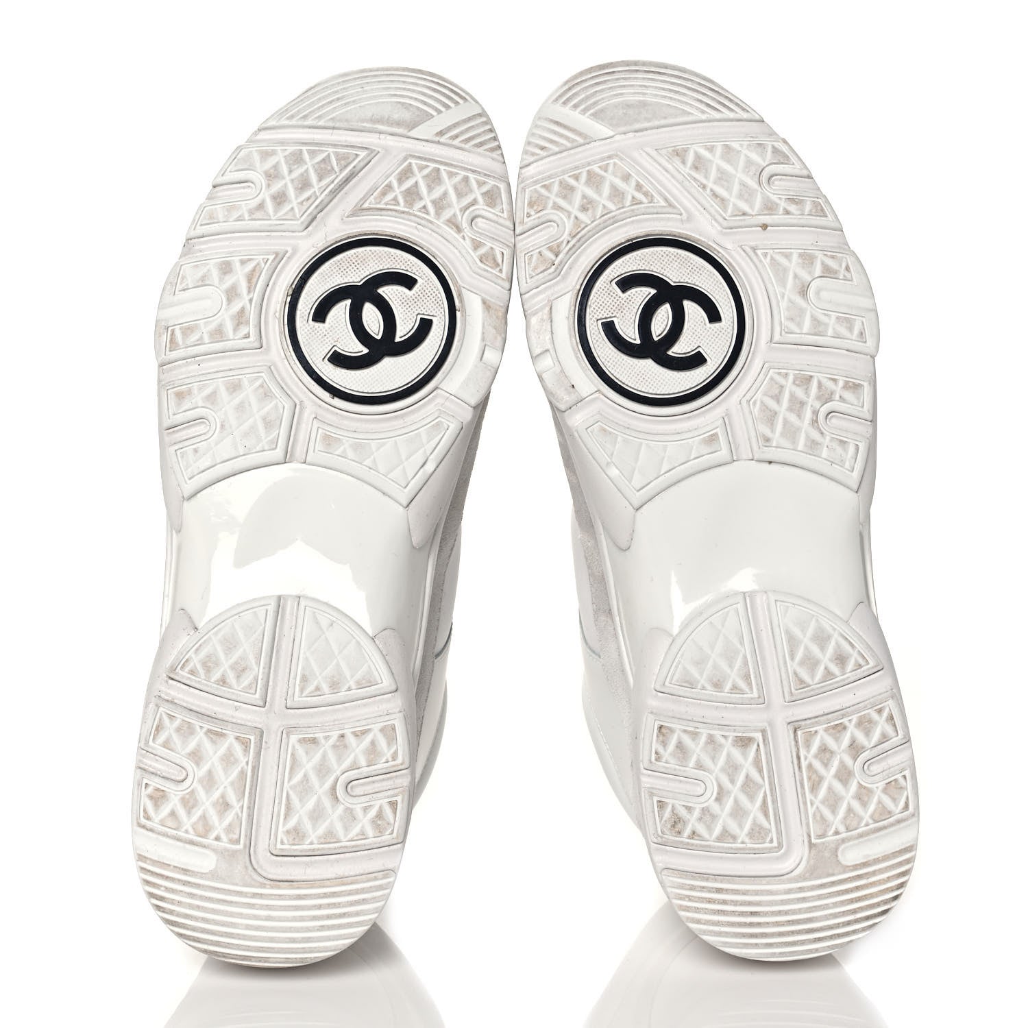 Chanel Suede Calfskin Fabric CC Sneakers 39.5 White 5 of 8