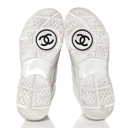 Chanel Suede Calfskin Fabric CC Sneakers 39.5 White 5 of 8