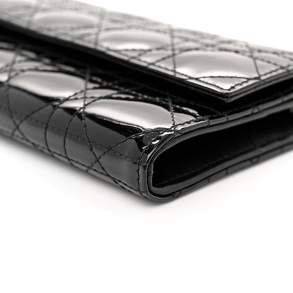 Christian Dior Patent Lambskin Cannage Lady Dior Rendezvous Wallet On Chain Black 11 of 11