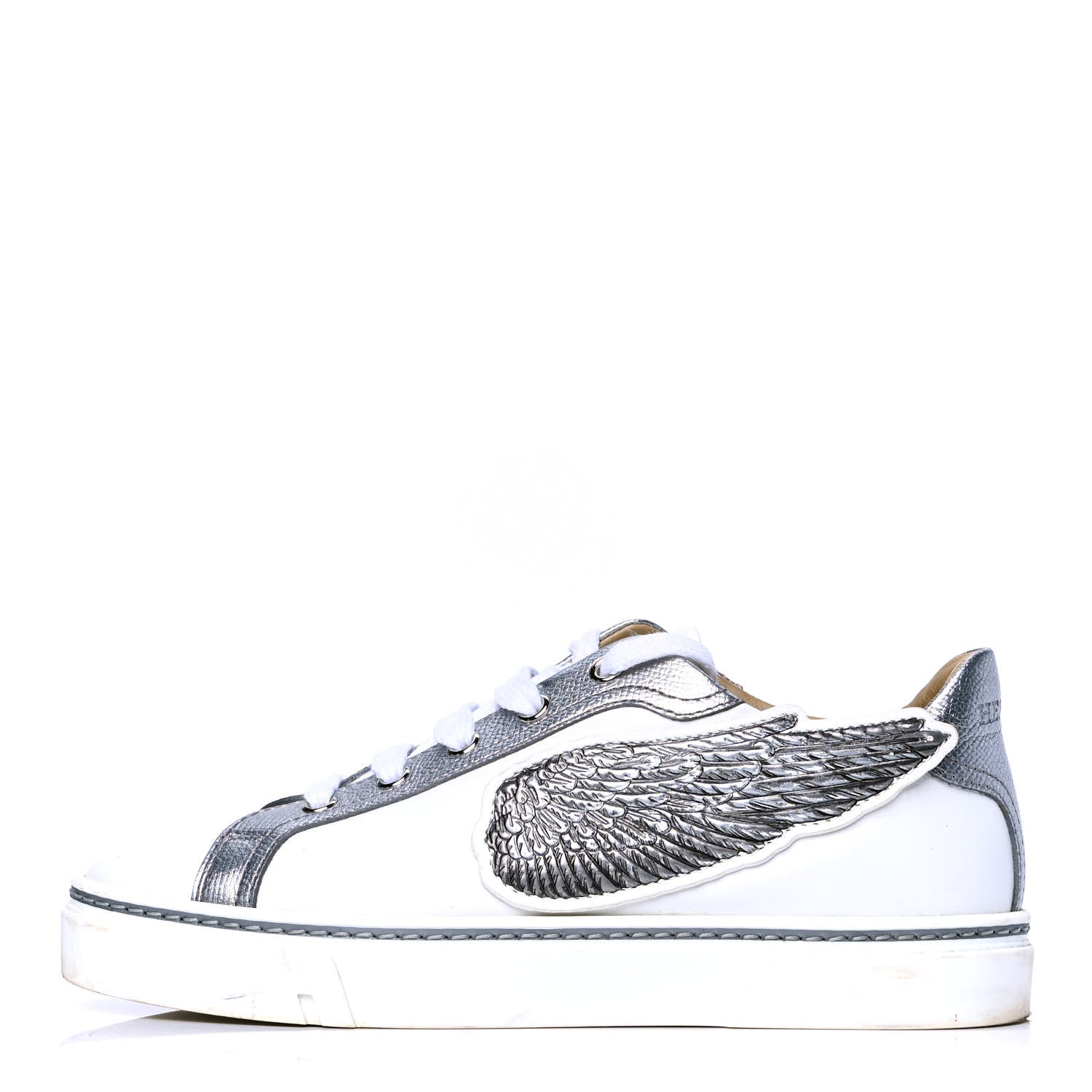 Hermes Calfskin Epsom Womens Velvet Sneakers 36 White Silver 1 of 5
