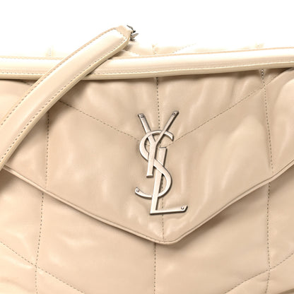 Saint Laurent Lambskin Quilted Medium Loulou Puffer Monogram Chain Satchel Crema Soft 8 of 10