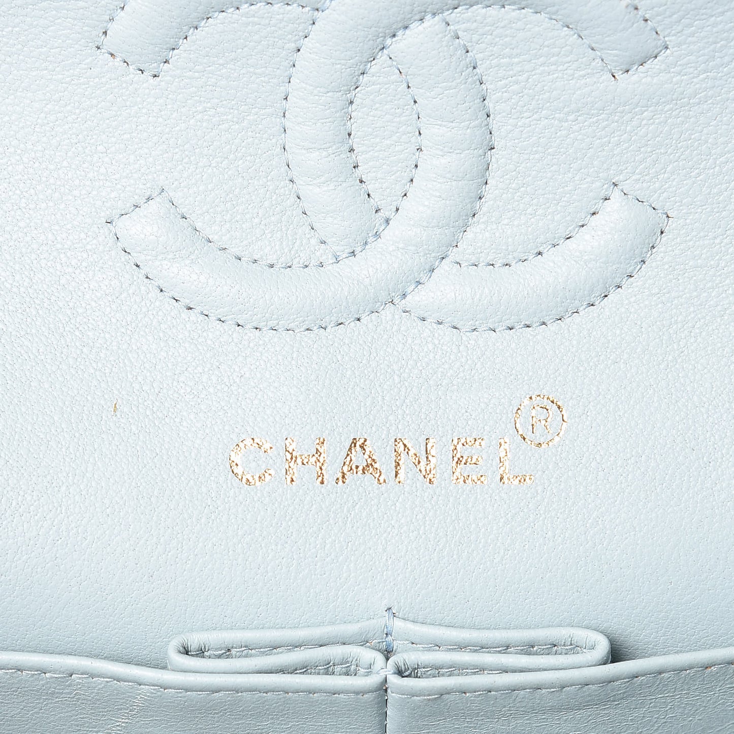 Lambskin Quilted Small Double Flap Light Blue