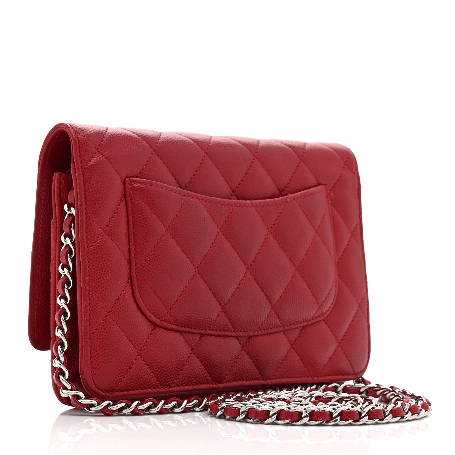 Chanel Caviar Quilted Wallet on Chain WOC Red 3 of 10