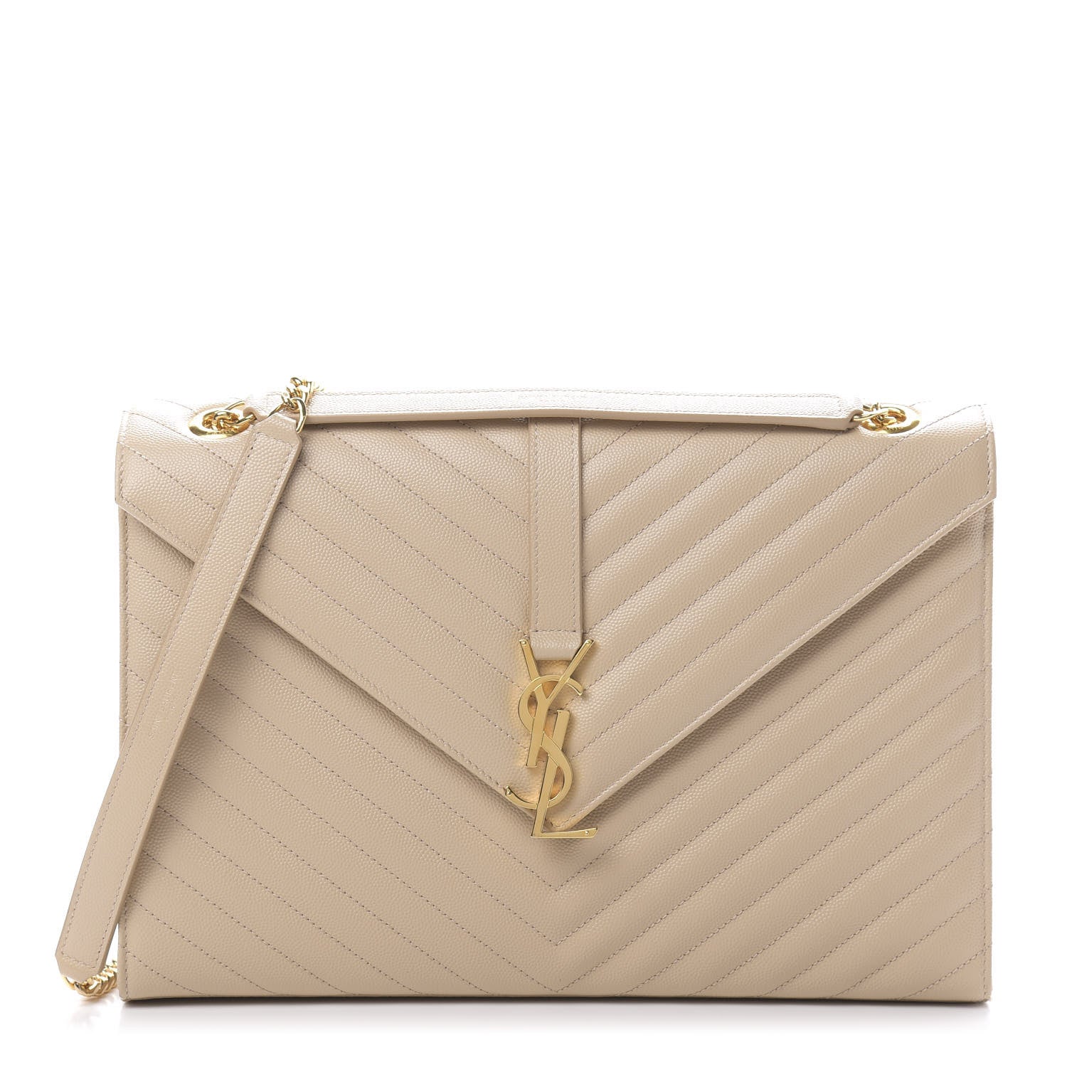 Saint Laurent Grain De Poudre Matelasse Chevron Large Monogram Satchel Nude Powder 1 of 11