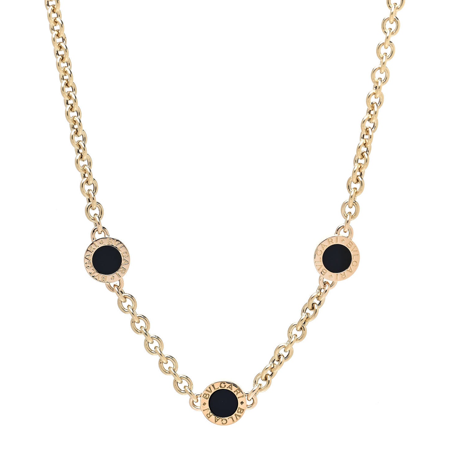 18K Yellow Gold Black Onyx BVLGARI BVLGARI Station Necklace