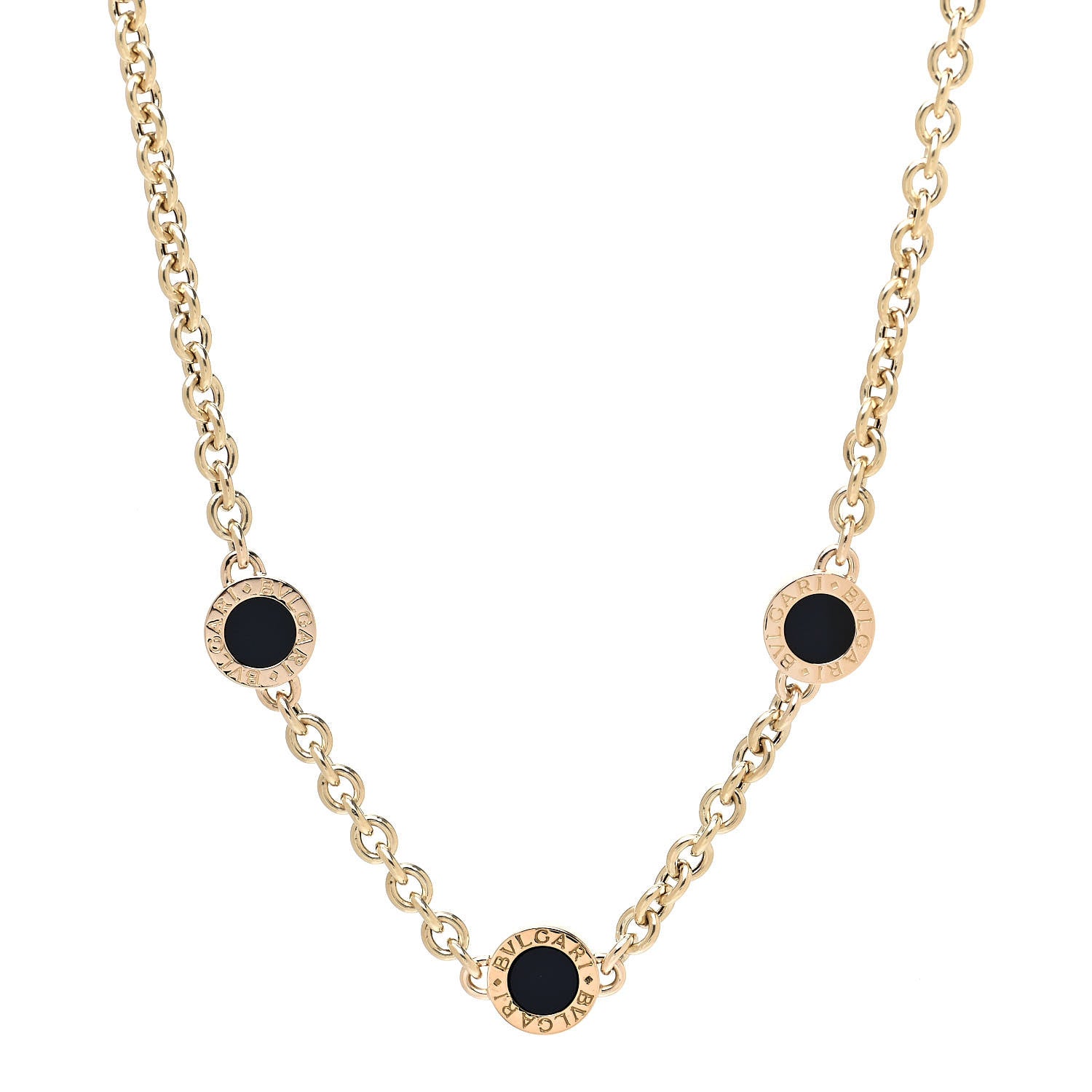 Bulgari 18K Yellow Gold Black Onyx BVLGARI BVLGARI Station Necklace 1 of 6