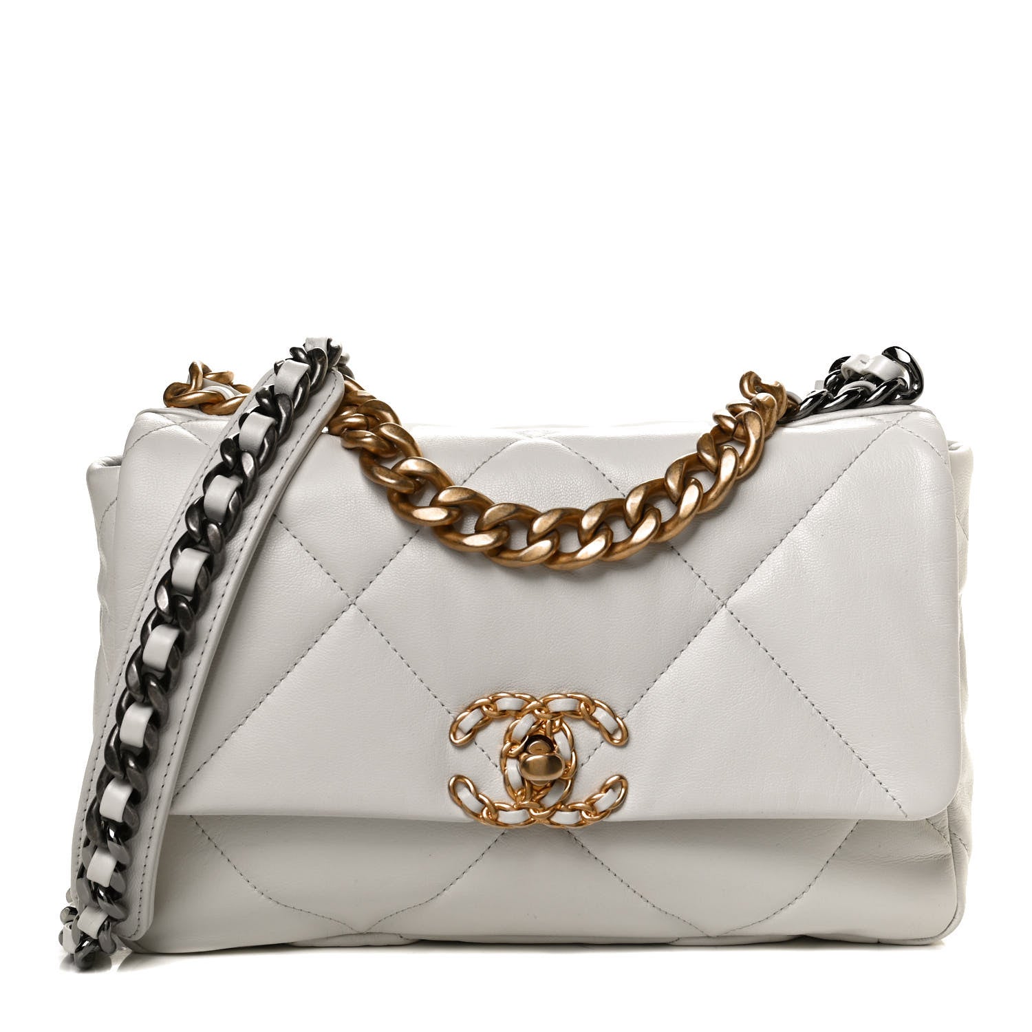 Chanel Goatskin Quilted Medium Chanel 19 Flap White 1 of 13