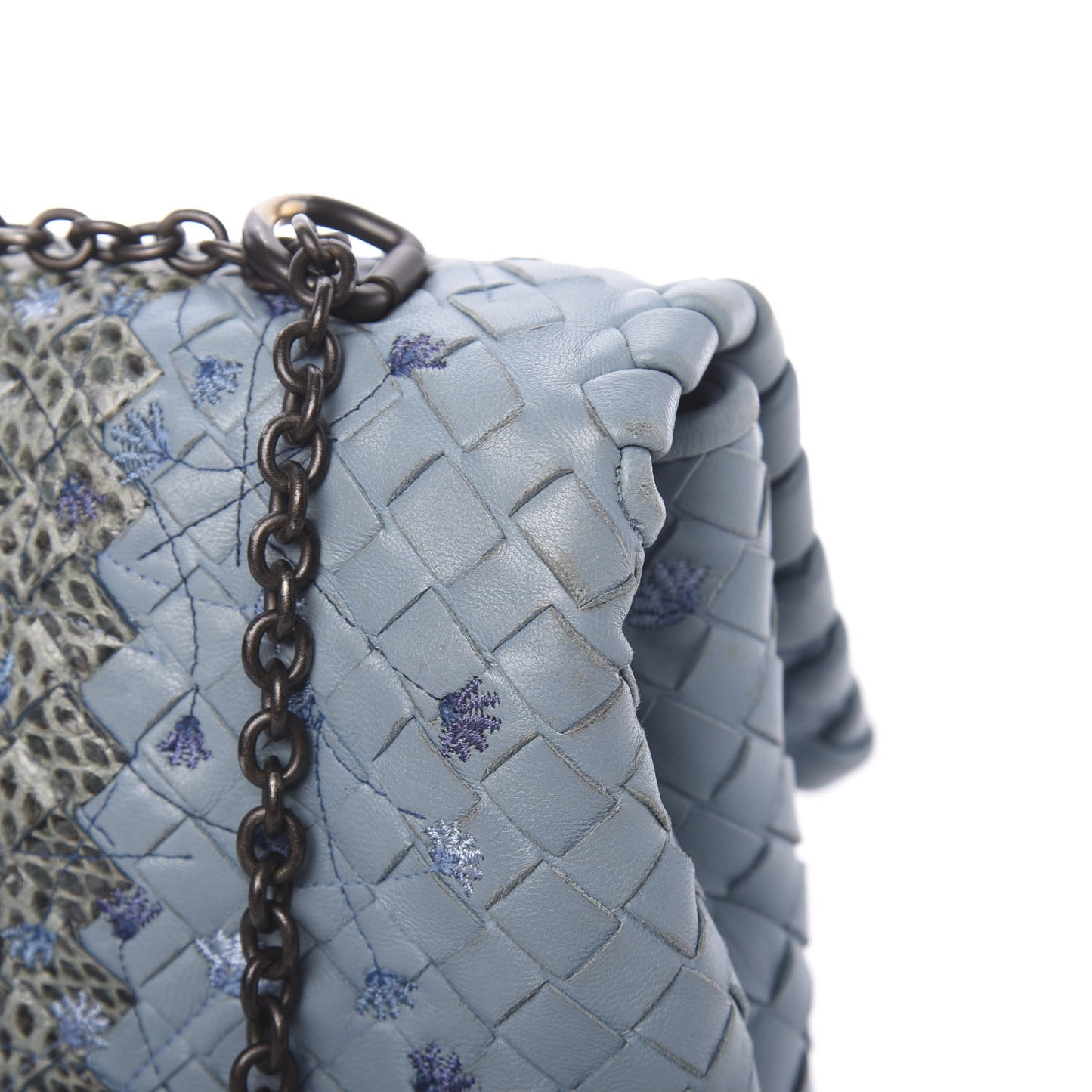 Nappa Ayers Embroidered Intrecciato Baby Olimpia Shoulder Bag Arctic
