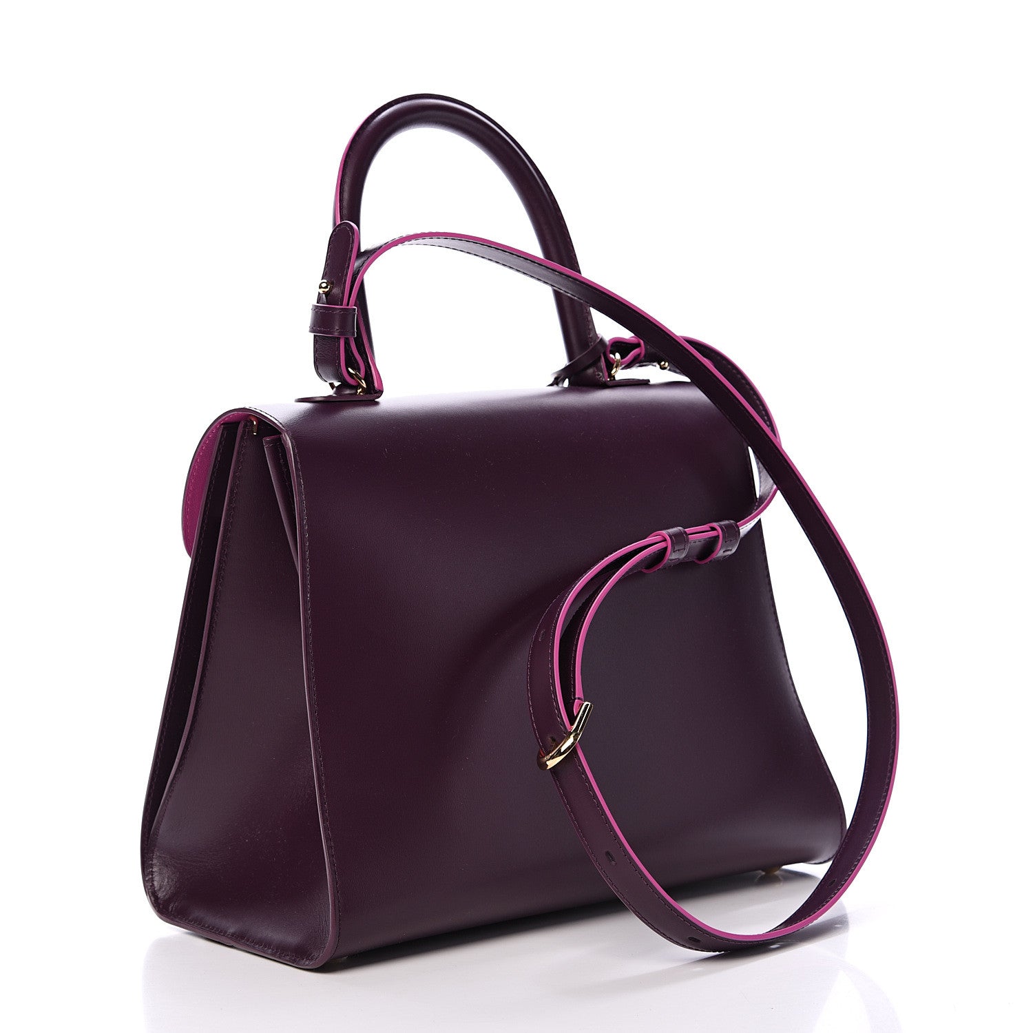 Delvaux Boxed Calfskin MM Magic Brillant Satchel Prune 2 of 9