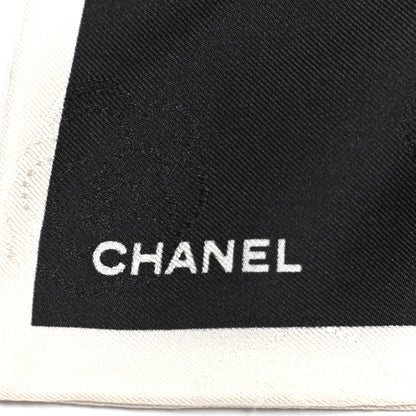 Chanel Silk Hair Tie Black Ivory 3 of 4