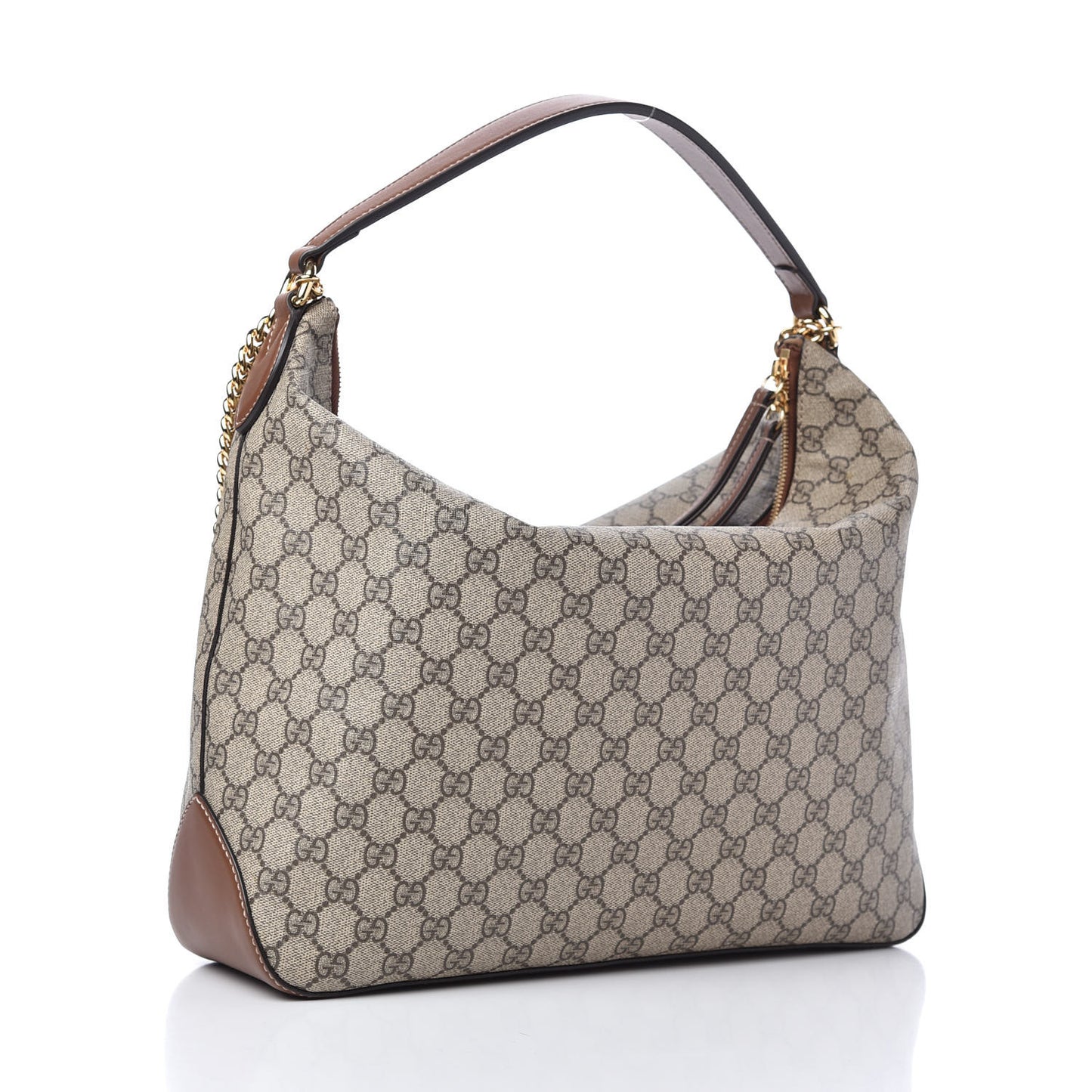 GG Supreme Monogram Large Linea A Hobo Light Brown