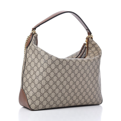 Gucci GG Supreme Monogram Large Linea A Hobo Light Brown 3 of 9