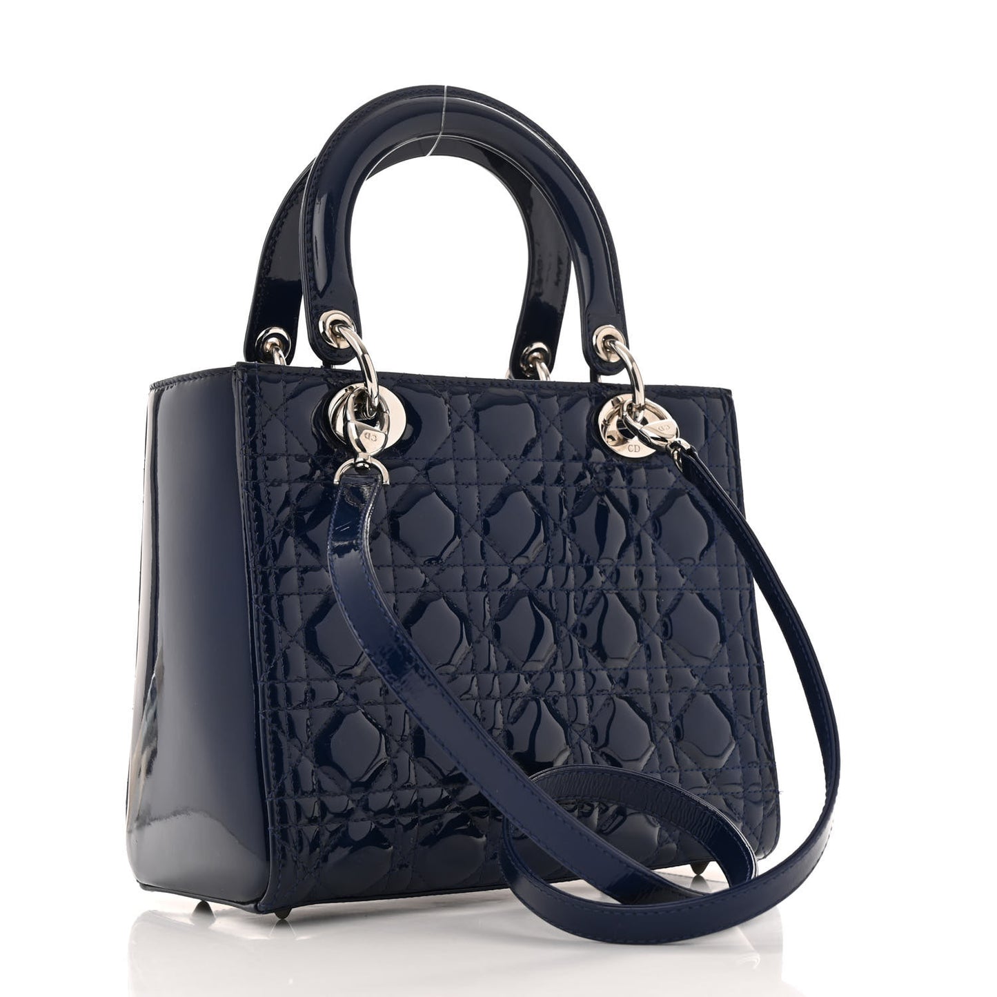 Patent Cannage Medium Lady Dior Blue