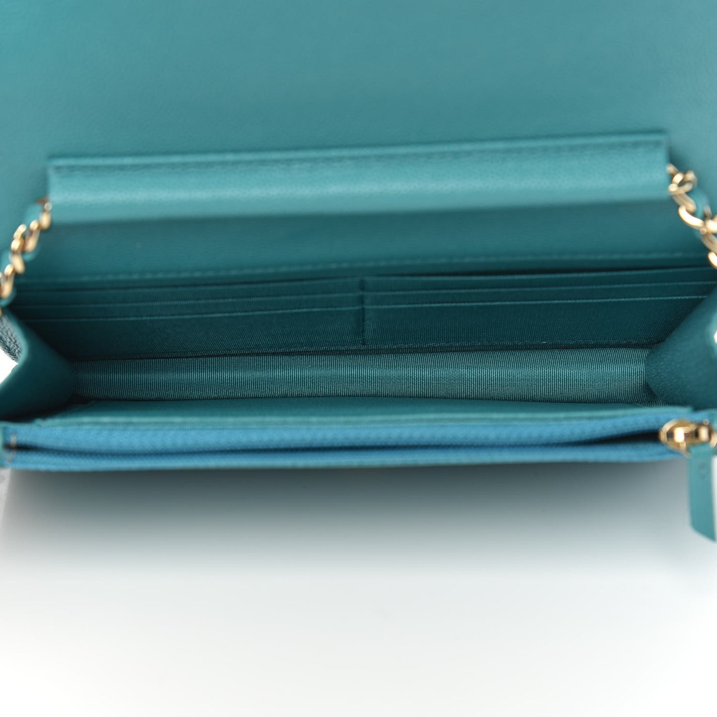 Caviar Quilted Vintage Mademoiselle Wallet On Chain WOC Turquoise