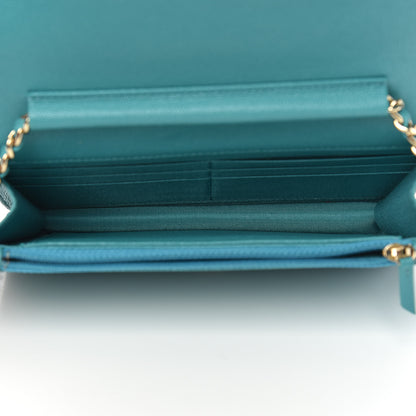 Chanel Caviar Quilted Vintage Mademoiselle Wallet On Chain WOC Turquoise 5 of 12