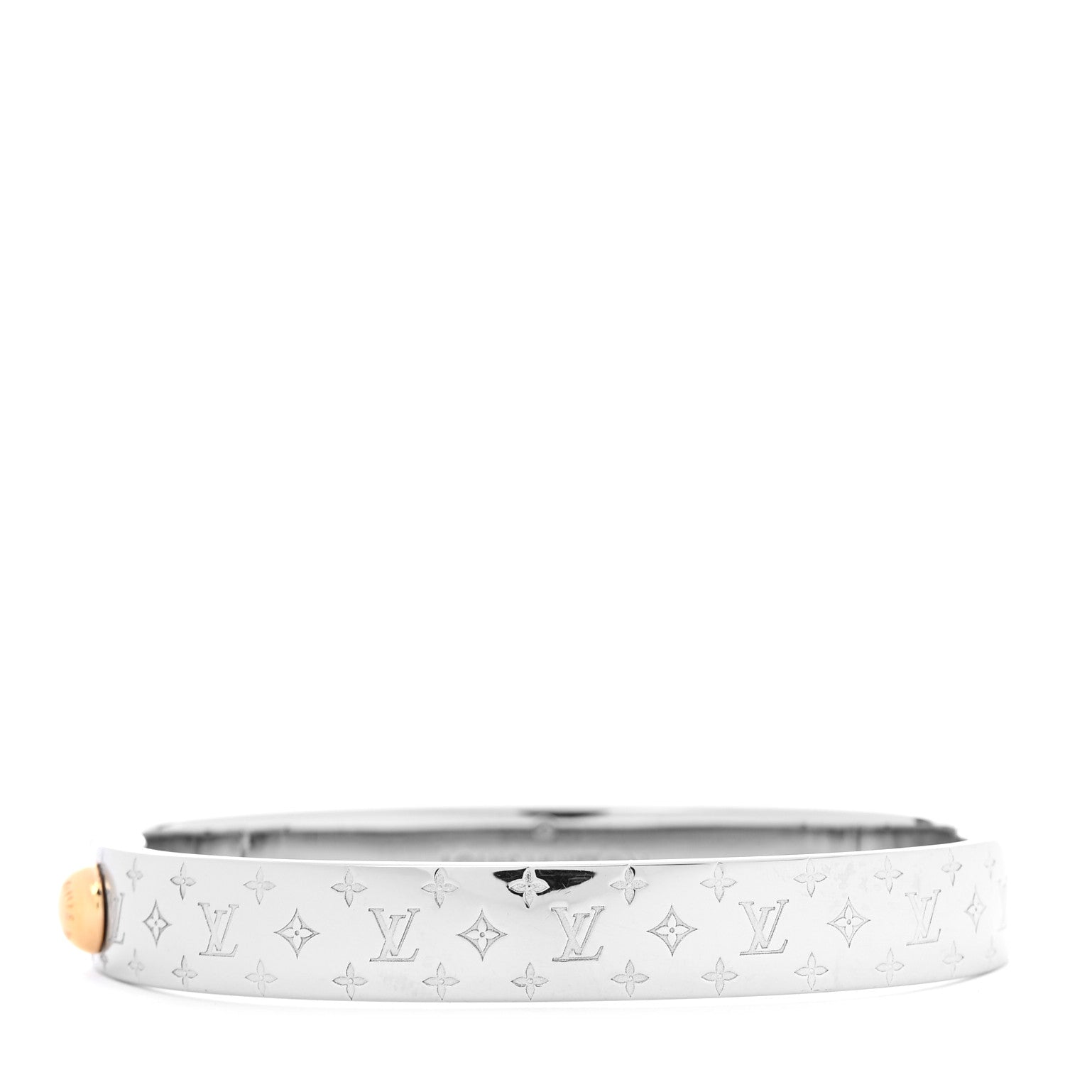 Louis Vuitton Brass Palladium Plated Nanogram Cuff M Silver 1 of 7
