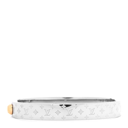 Louis Vuitton Brass Palladium Plated Nanogram Cuff M Silver 1 of 7