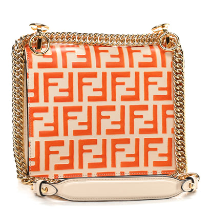 Fendi Vitello Liberty Bi-Color FF 1974 Embossed Small Kan I Shoulder Bag Camelia Aranciata 3 of 11