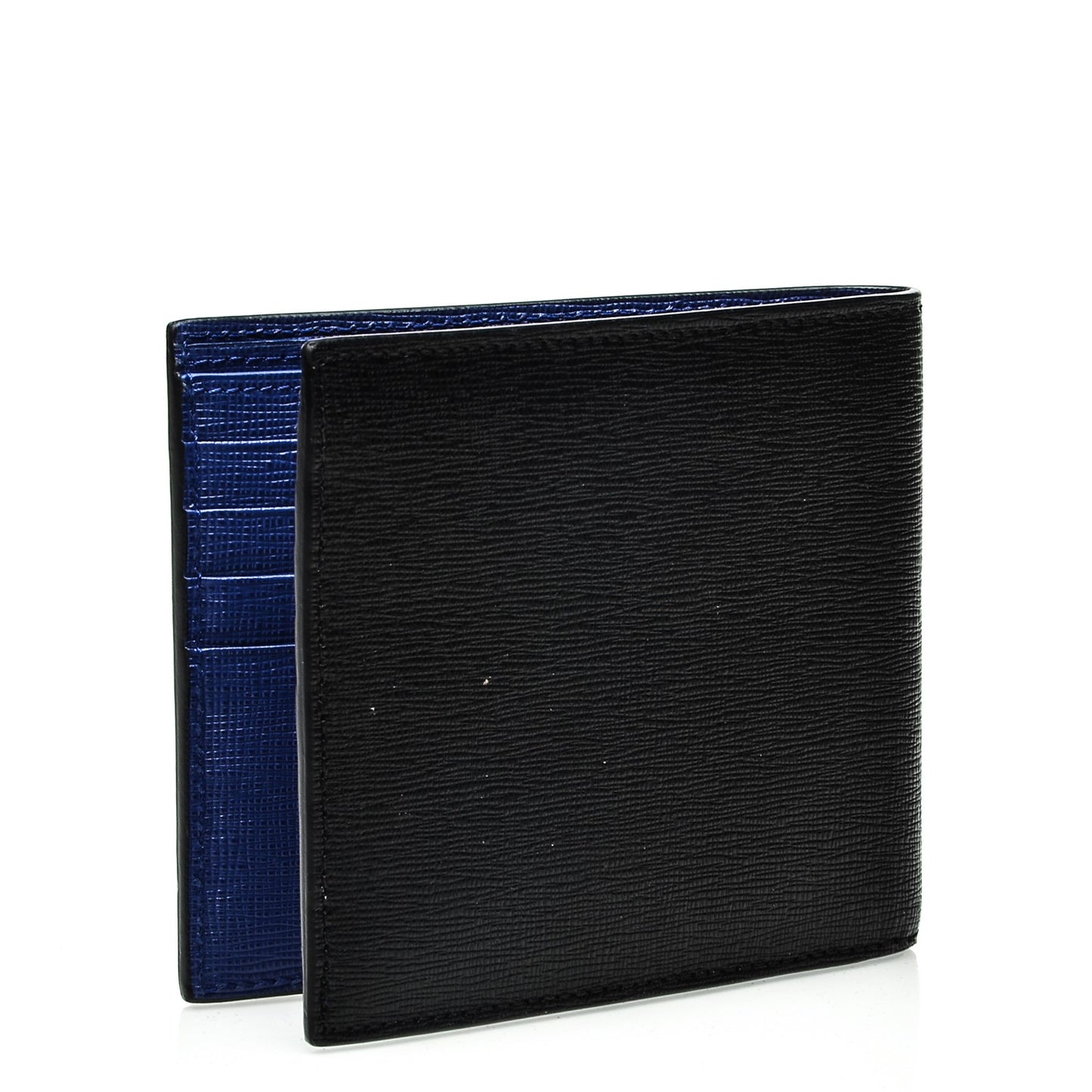 Vitello Elite Flamingo Mink Karlito Studded Bi-Fold Wallet Black White Plaster
