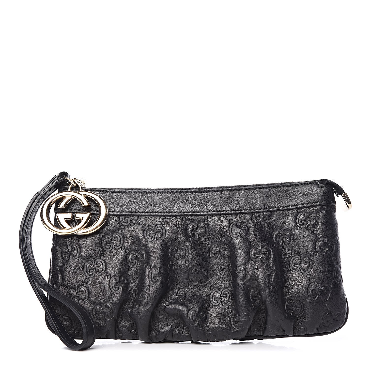 Gucci Guccissima Signature New Britt Wristlet Black 1 of 10