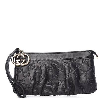 Gucci Guccissima Signature New Britt Wristlet Black 1 of 10
