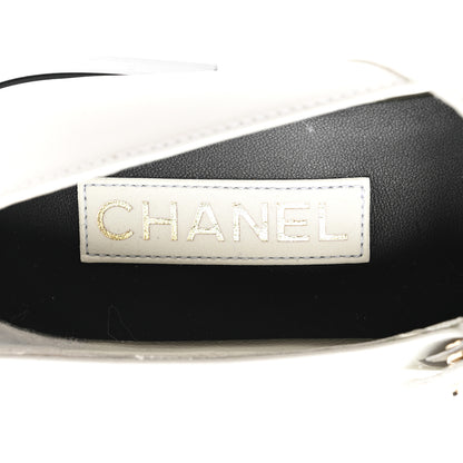 Chanel Calfskin Patent Mary Janes Flats 38.5 White Black 7 of 8