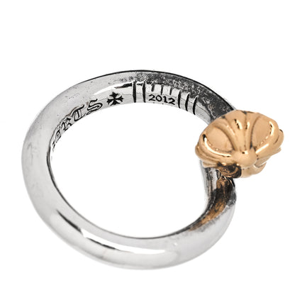 Chrome Hearts Sterling Silver 22K Yellow Gold Cross Ball Nail Ring 49 5 6 of 7