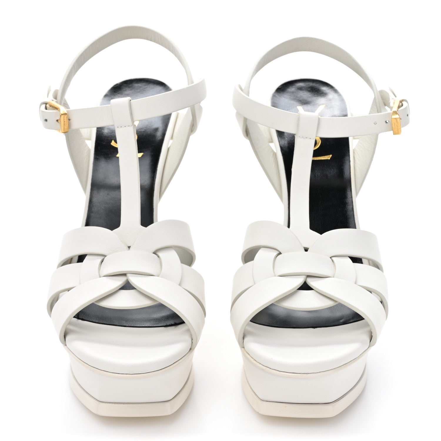 Saint Laurent Calfskin Tribute 105 Platform Sandals 37.5 Porcellana 2 of 11
