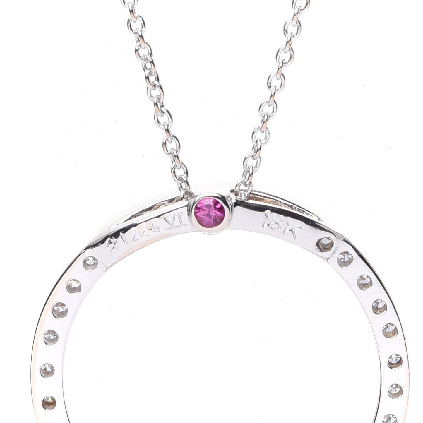18K White Gold Diamond Medium Tiny Treasures Circle Pendant Necklace
