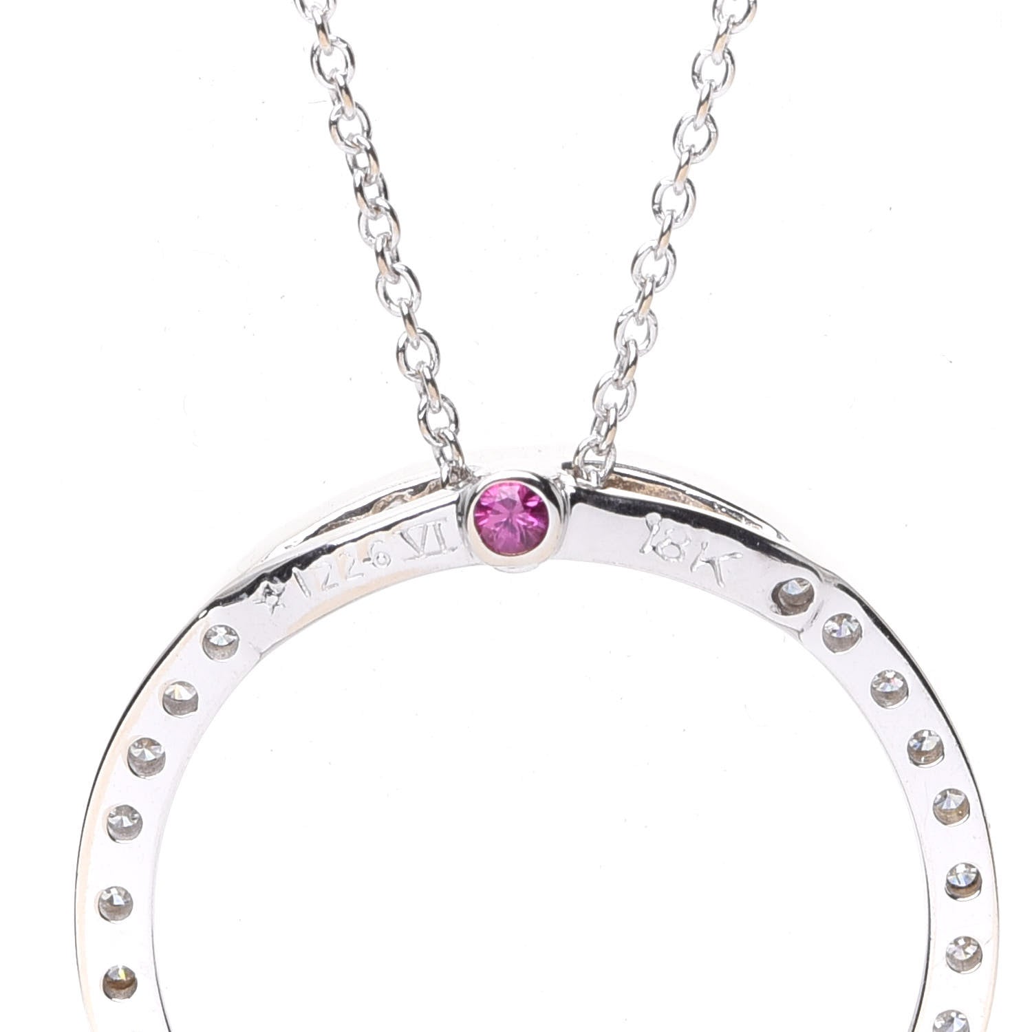 Roberto Coin 18K White Gold Diamond Medium Tiny Treasures Circle Pendant Necklace 5 of 6
