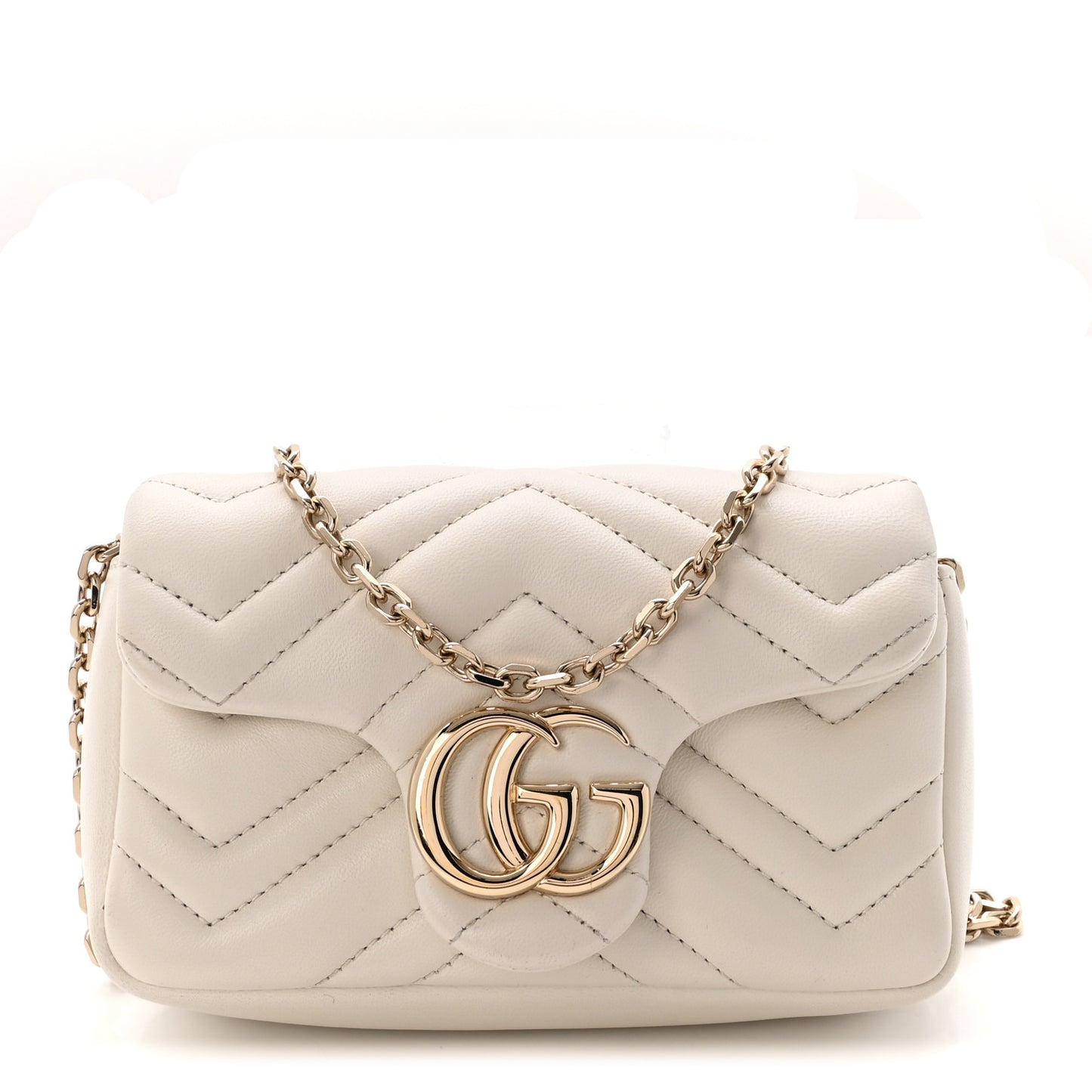 Lambskin Matelasse Mini GG Marmont Shoulder Bag White