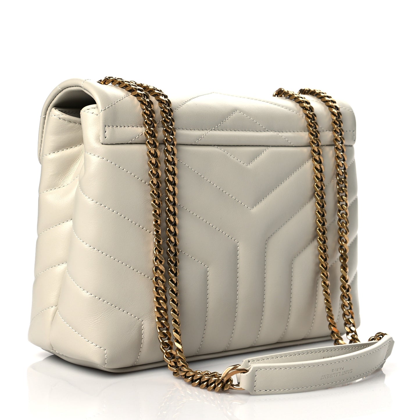 Calfskin Y Quilted Monogram Small Loulou Chain Satchel Ivory