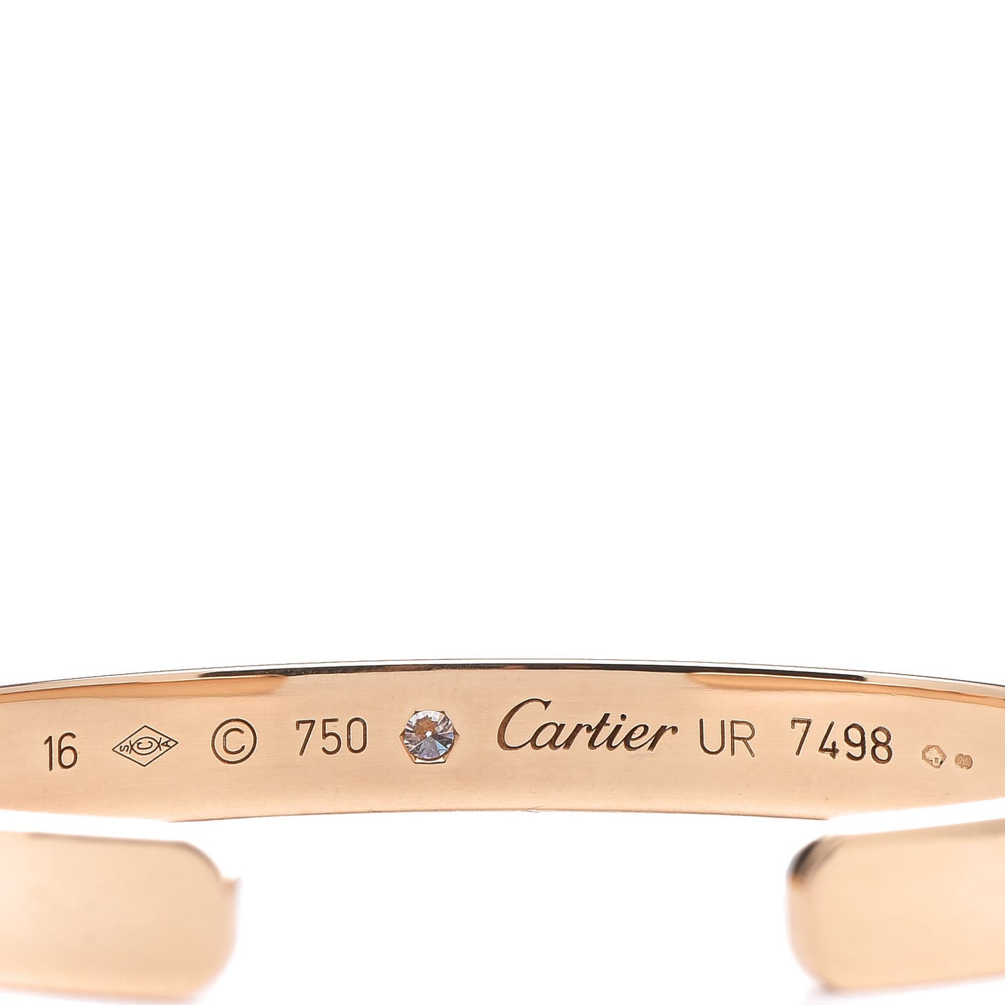 18K Yellow Gold 1 Diamond LOVE Cuff Bracelet 16