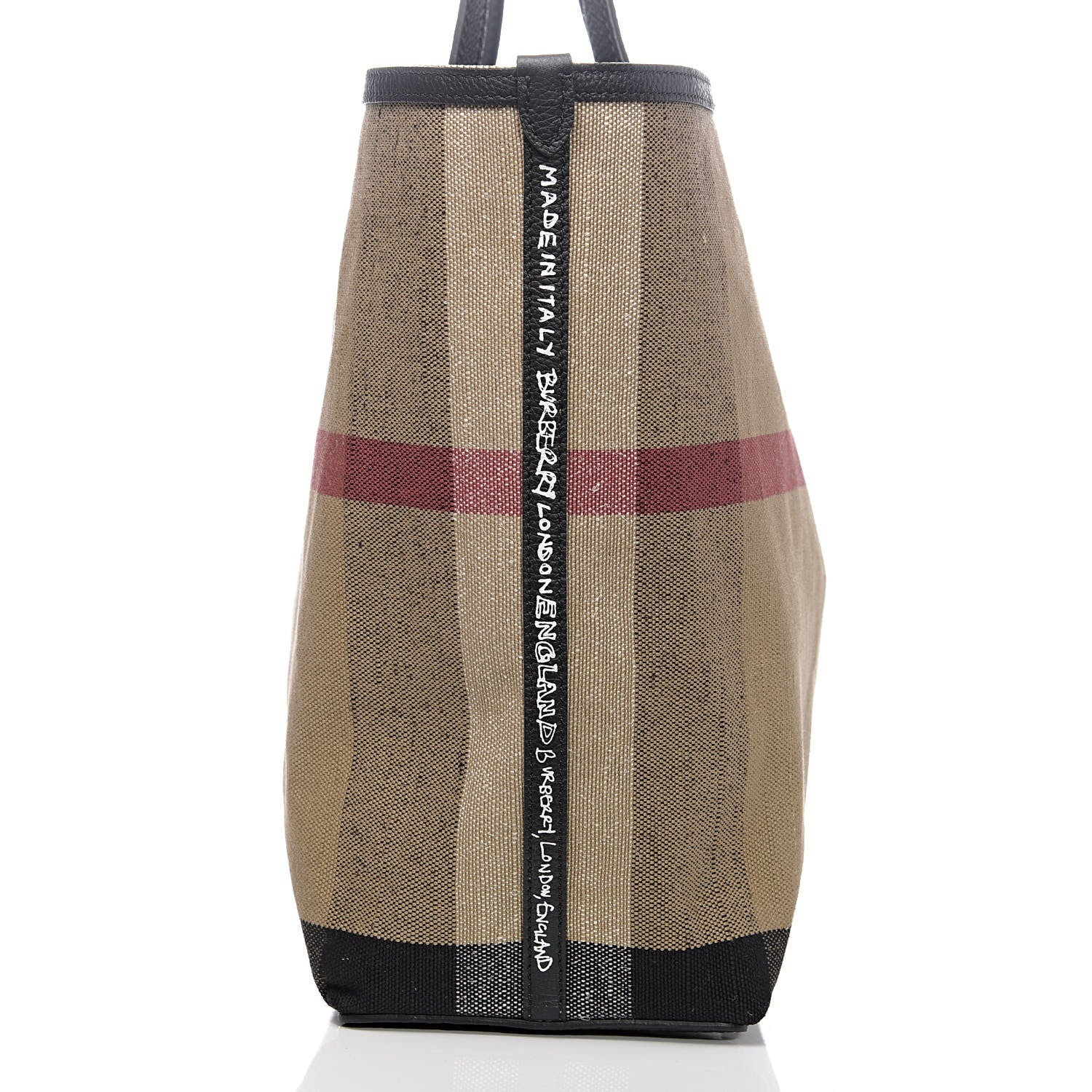 Burberry Coated Canvas Mega Check Medium Doodle Tote Black 9 of 16