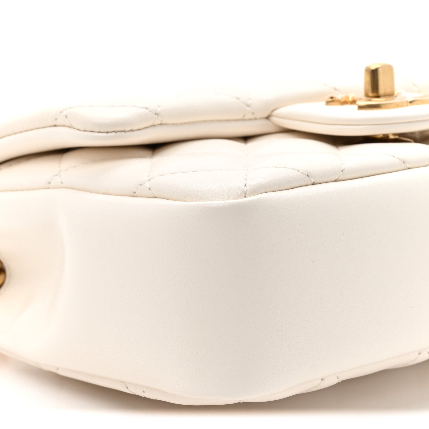 Chanel Shiny Lambskin Quilted Pearl Twist Mini Square Flap White 10 of 11
