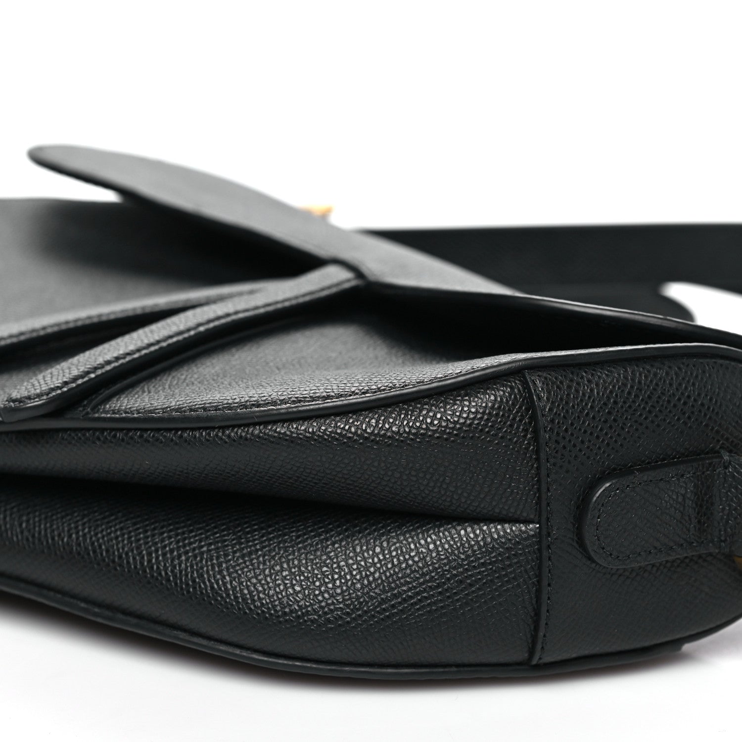 Christian Dior Grained Calfskin Saddle Bag With Strap Black 10 of 10