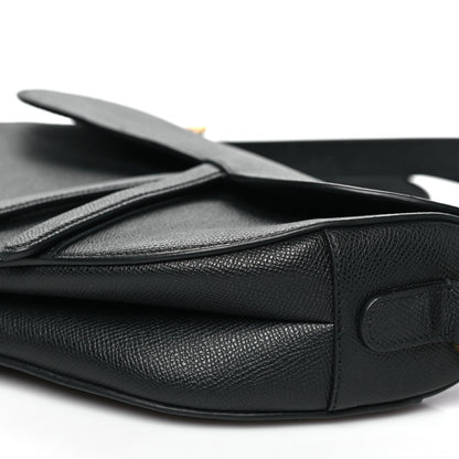 Christian Dior Grained Calfskin Saddle Bag With Strap Black 10 of 10