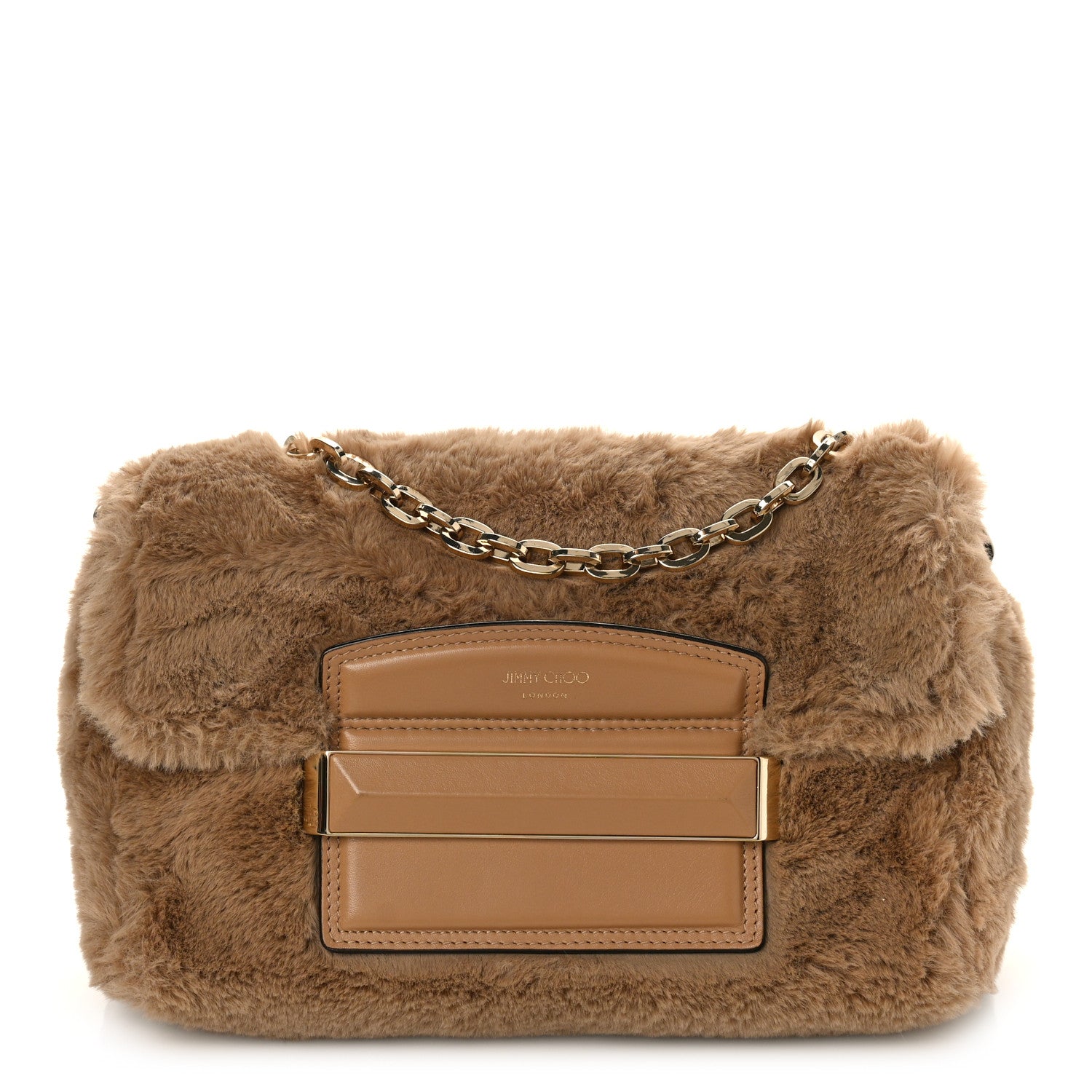 Jimmy Choo Faux Fur Carolina Chain Shoulder Bag Teddy 1 of 9